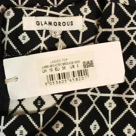 Glamorous Geometric Aztec Brocade Blouse Size S—D3 - Picture 5 of 6